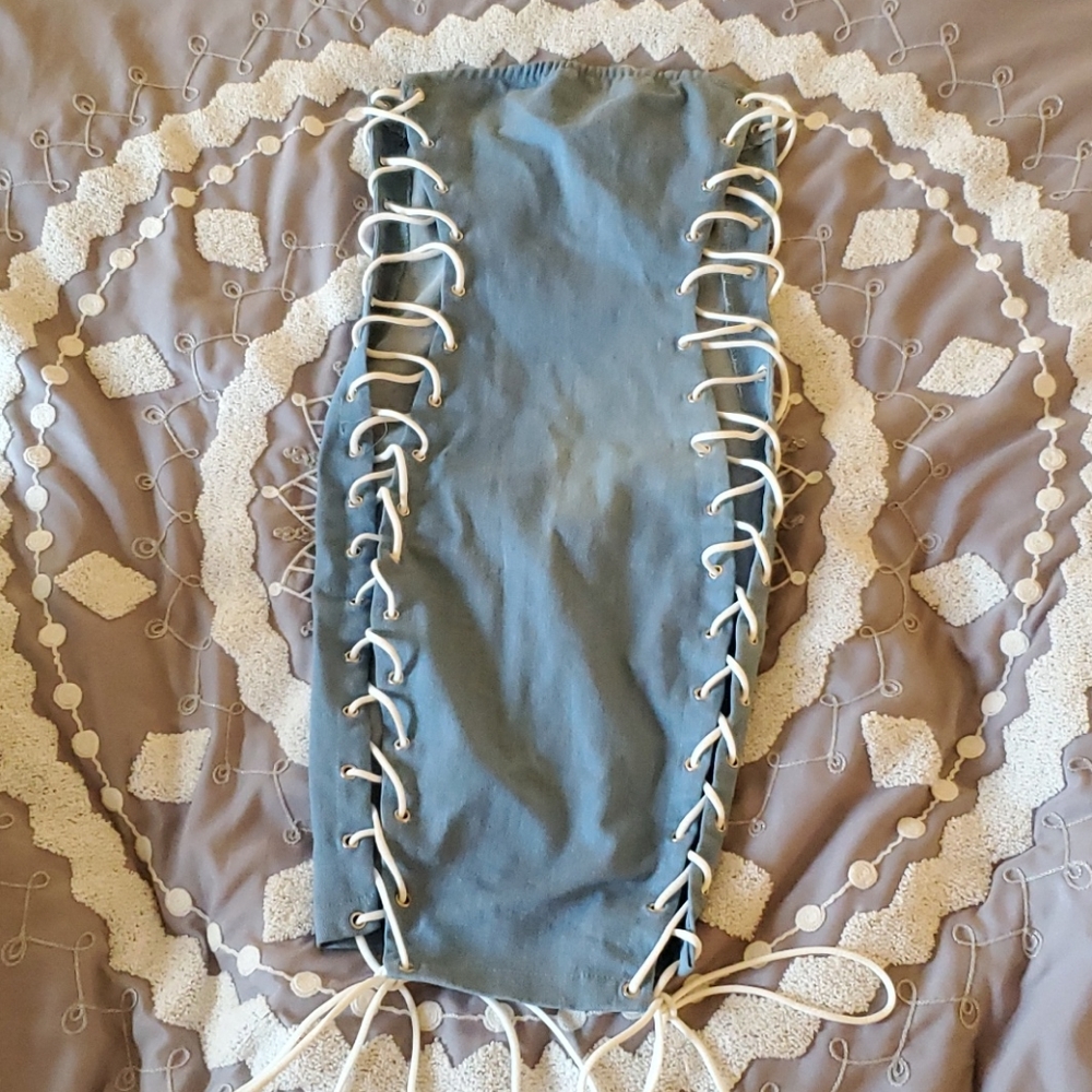 Denim Lace Up Dress